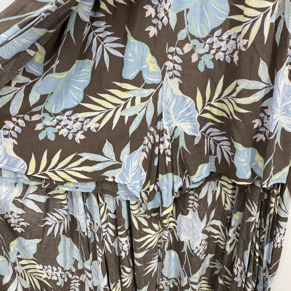 Torrid 00 Maxi Gauze Walk Through Dress Romper Blue Brown Floral - Picture 3 of 7